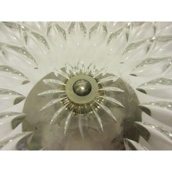 Val St. Lambert Crystal BALMORAL Cake Stand with Metal Base Signed - Picture 4 of 12